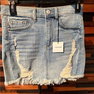 Sneak Peek Light Blue Distressed Denim Skirt NWT - Small